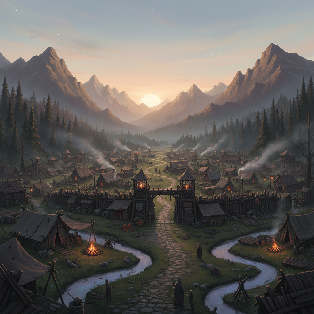 성역의 평원 위로 떠오르는 태양