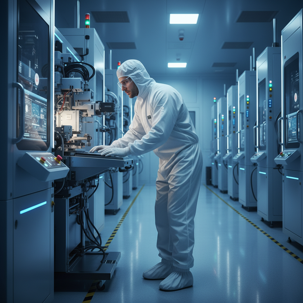 연구실에서 집중하고 있는 반도체 엔지니어의 모습