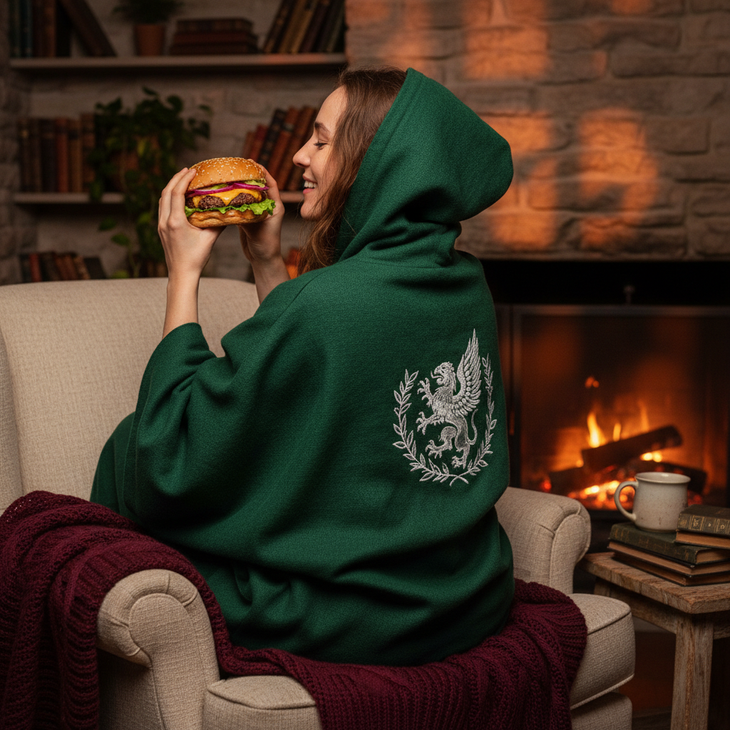 초록색 조사병단 망토 담요를 두르고 있는 모습