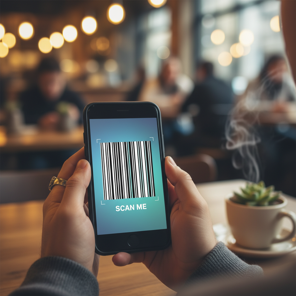 스마트폰 멤버십 바코드 활용 장면