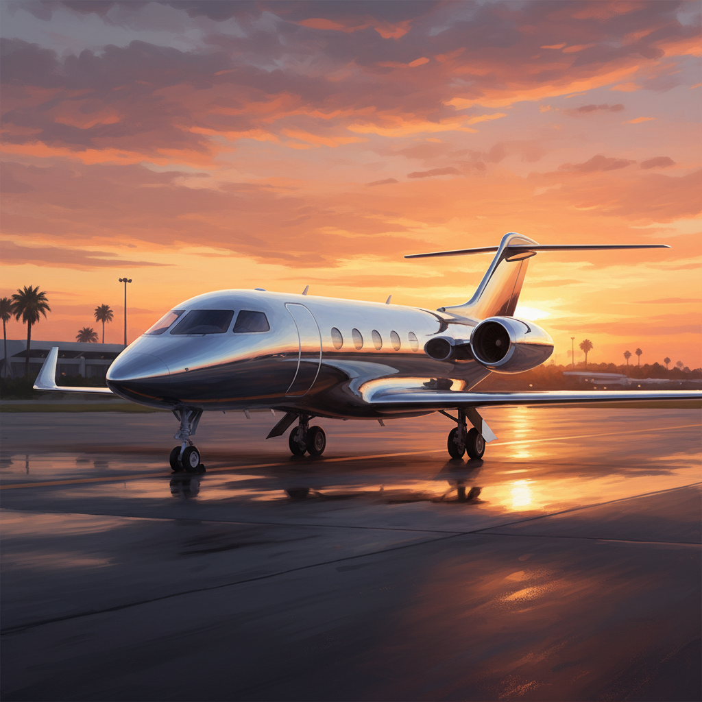 활주로에 대기 중인 전용기의 모습