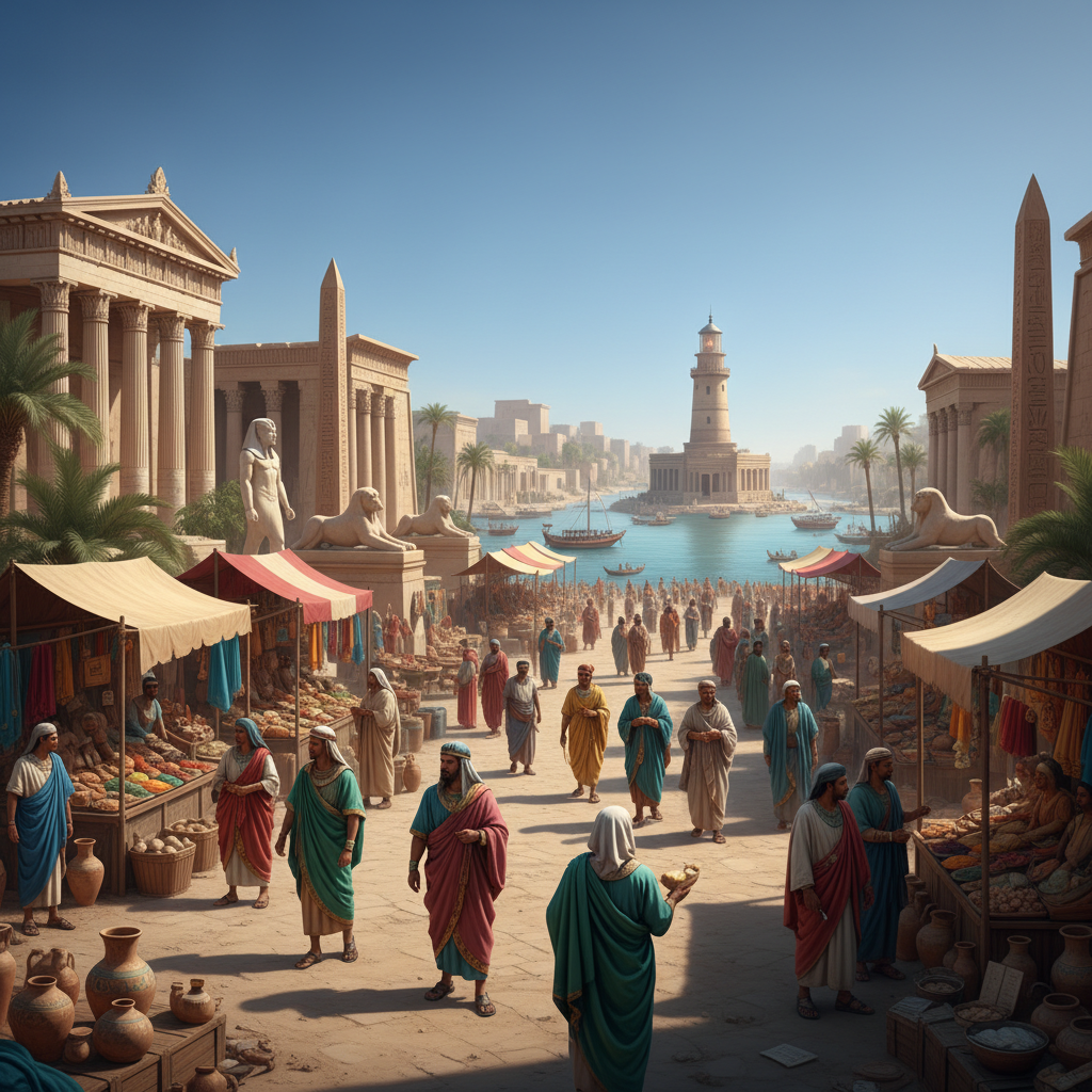 그리스와 동양 문화가 융합된 고대 도시 알렉산드리아의 풍경