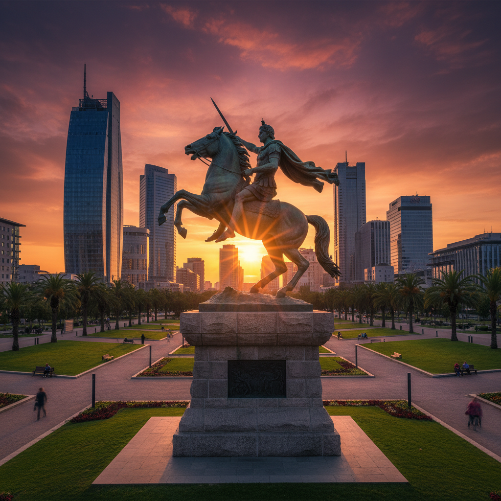 현대적 감각으로 재해석한 알렉산더 대왕의 위풍당당한 동상