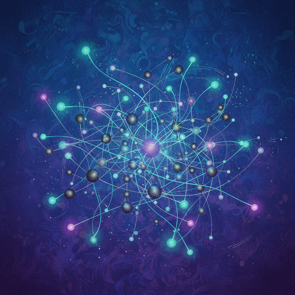 복잡하게 얽힌 디지털 네트워크 망 일러스트