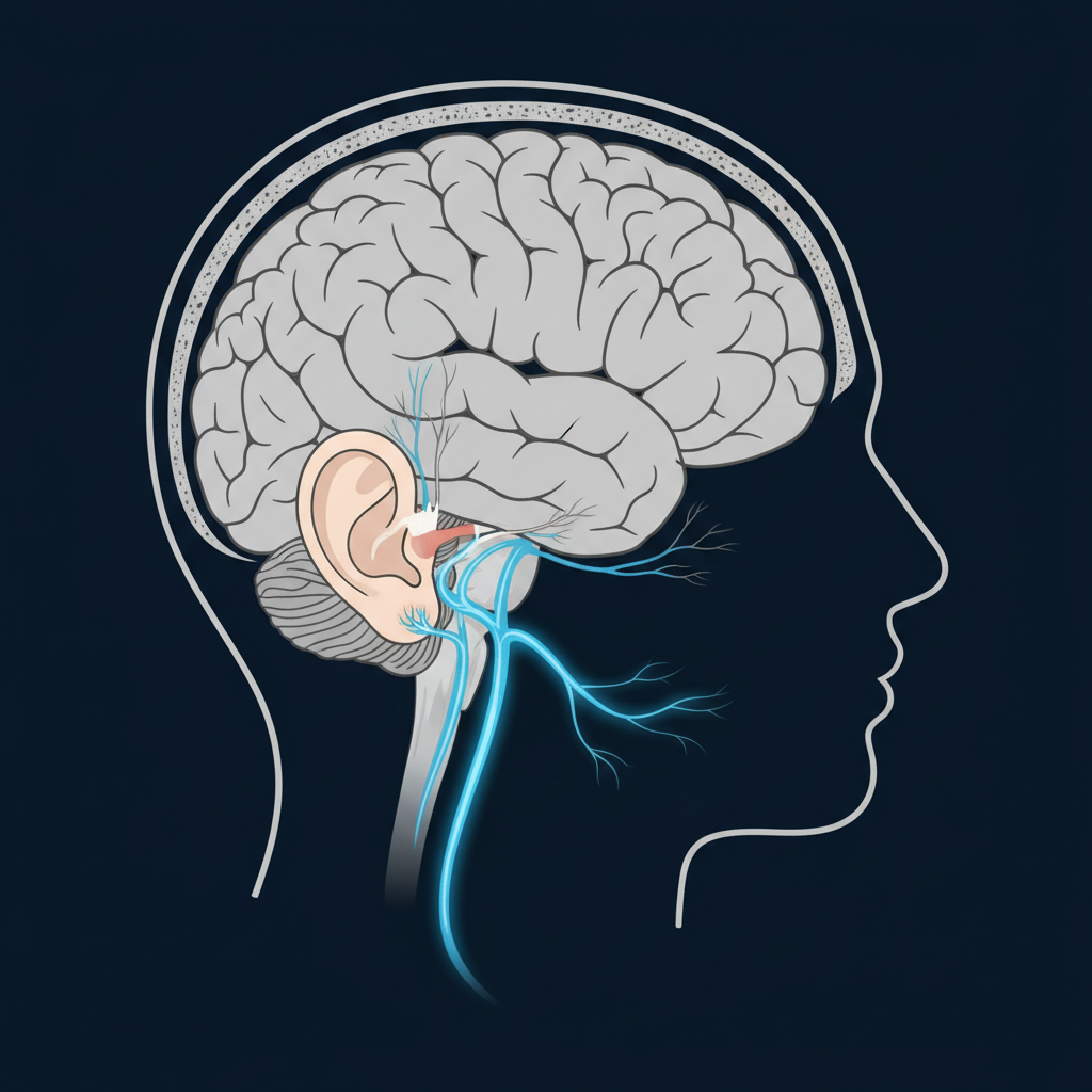미주신경 자극 원리를 보여주는 메디컬 일러스트