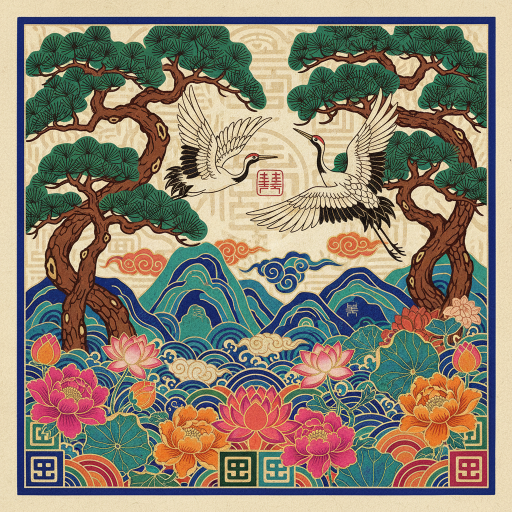 설날 분위기가 물씬 풍기는 전통 문양 배경