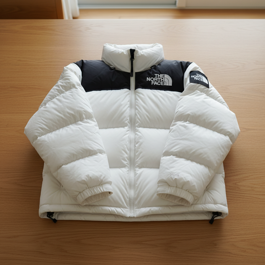 건조가 완료되어 볼륨감이 살아난 흰색 패딩