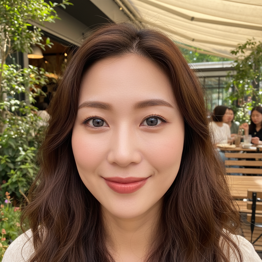 자연스러운 데일리 메이크업과 차콜 렌즈의 조화