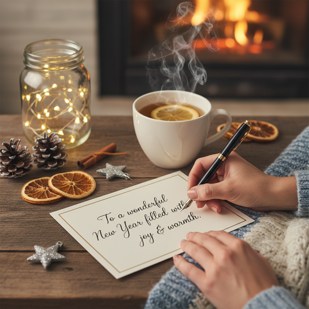 따뜻한 차 한 잔과 함께 작성하는 새해 카드