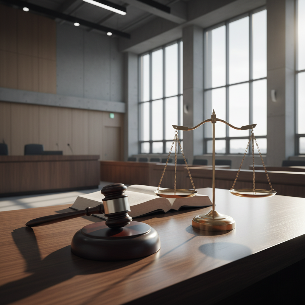 법정의 정의를 상징하는 법봉과 저울