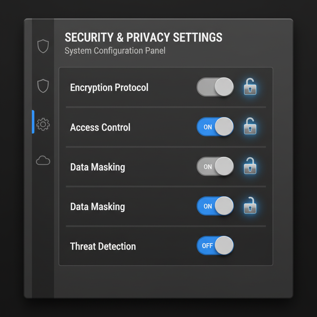 기업 보안 설정을 조정하는 대시보드 화면