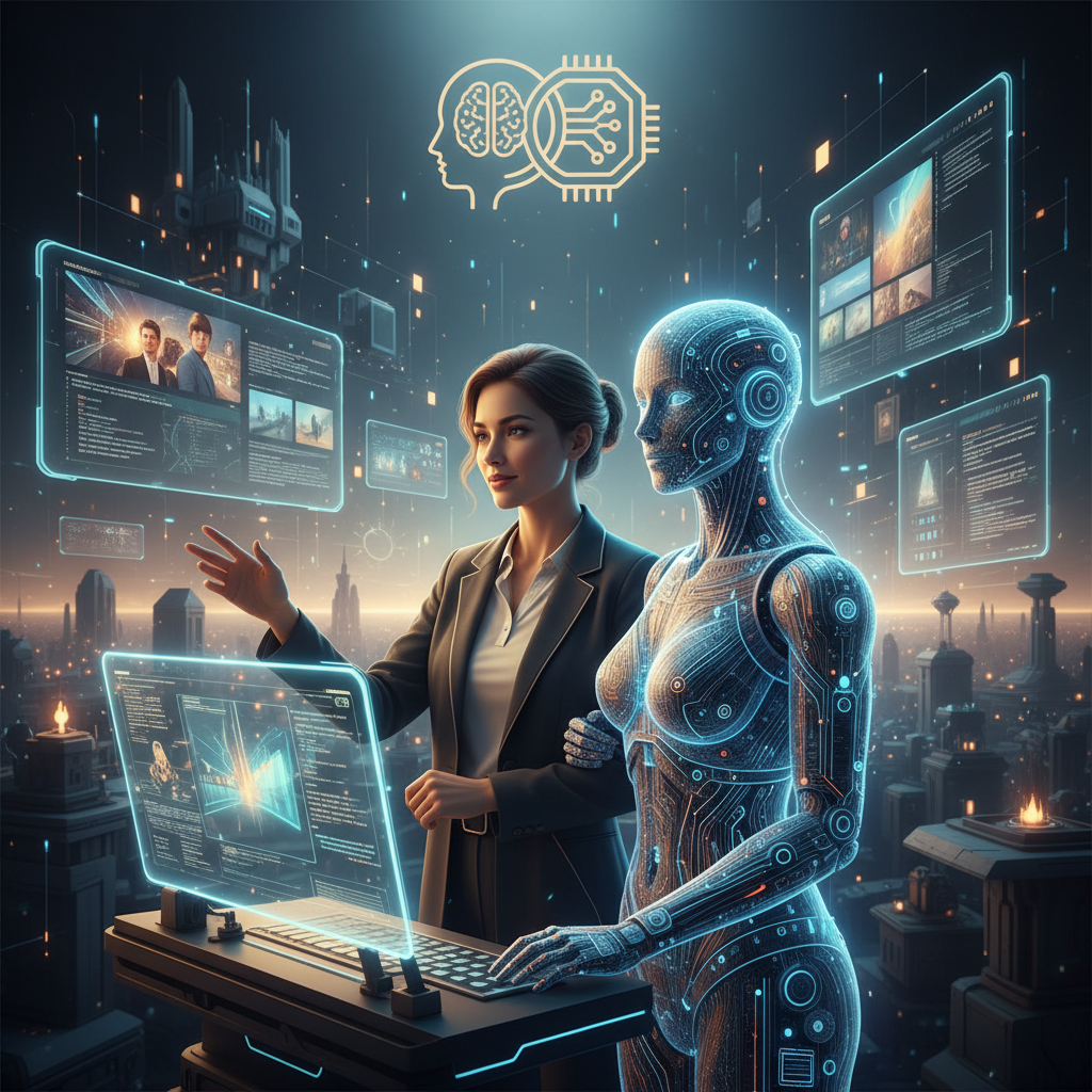 인공지능과 인간의 협업을 상징하는 이미지