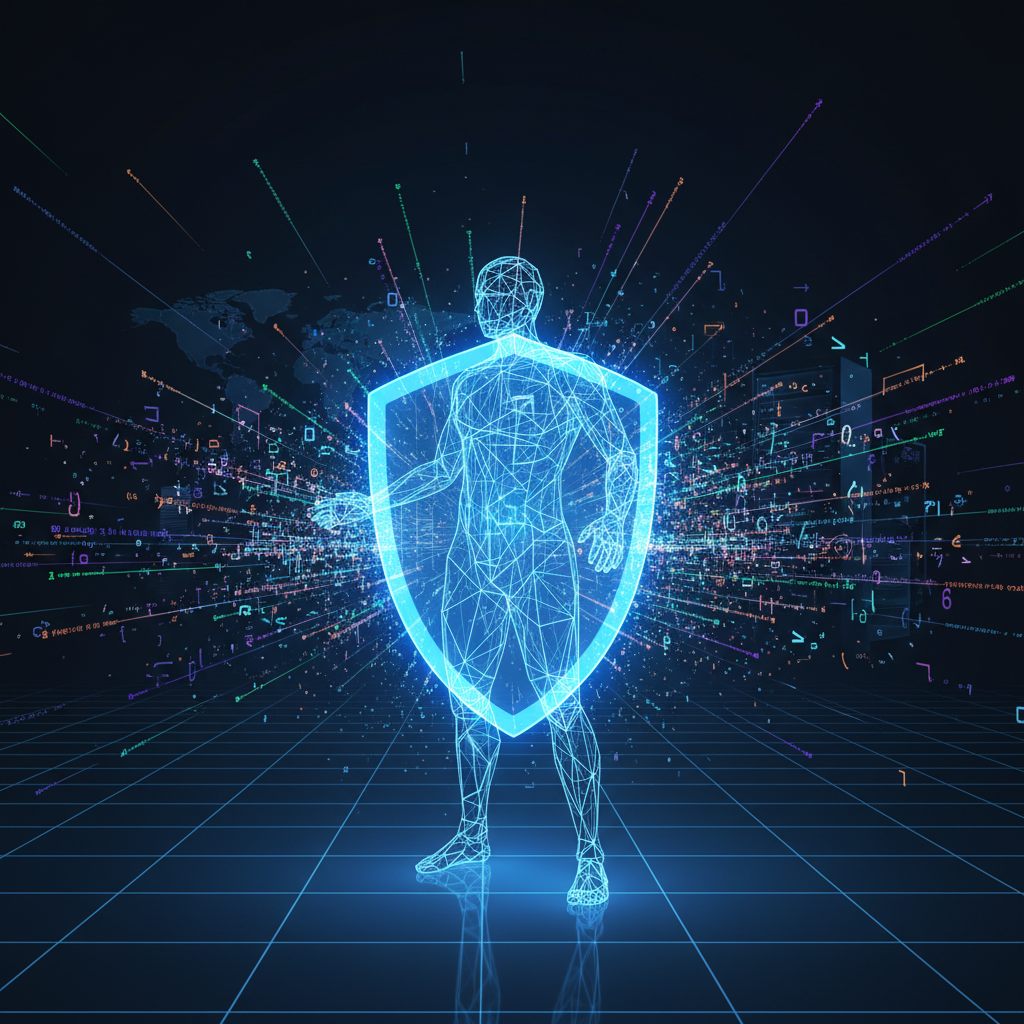 디지털 세계의 안전을 상징하는 투명한 보호막