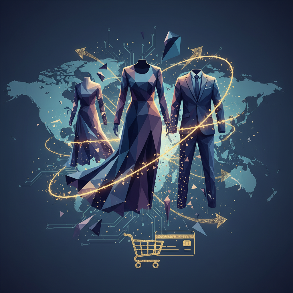 온라인 쇼핑과 디지털 패션의 상징적 이미지