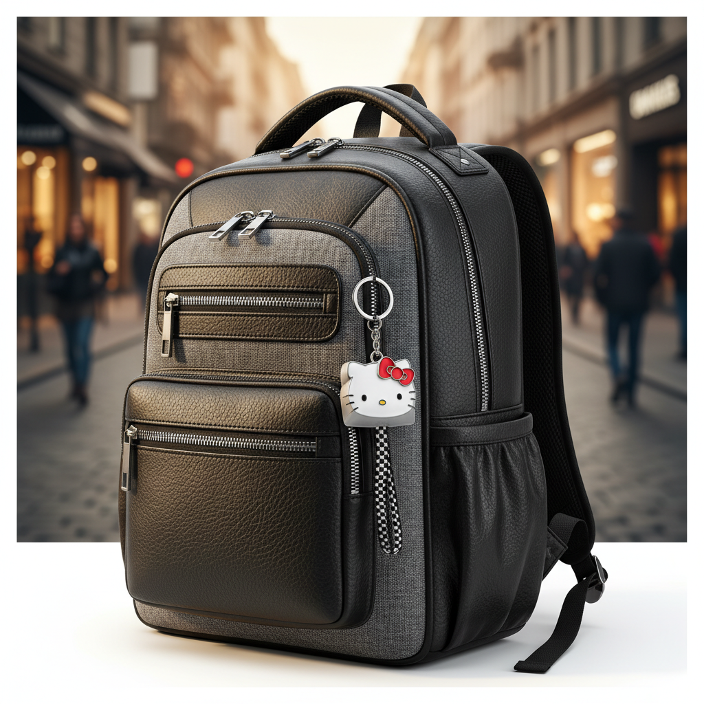 가방에 예쁘게 달린 헬로키티 키캡 키링 포인트