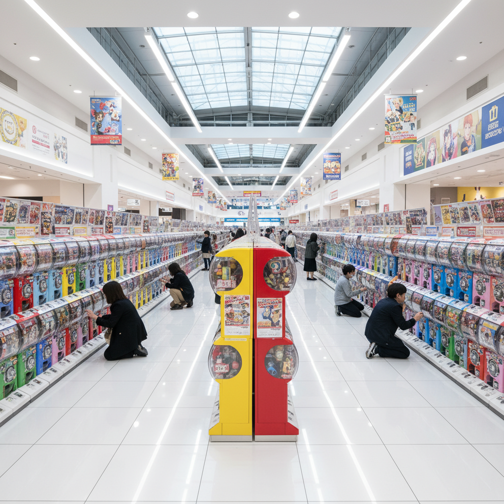 일본 쇼핑몰 내부의 화려한 가샤폰 기계들
