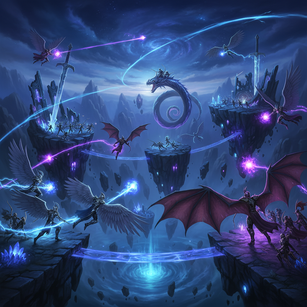 화려한 스킬 이펙트가 난무하는 어비스 전장의 모습