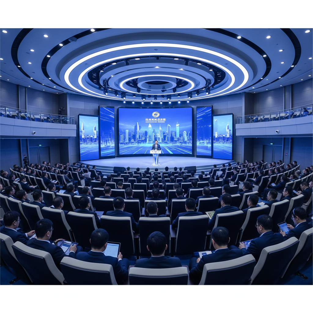 중국 비즈니스 컨퍼런스에서 연설하는 경영진의 모습