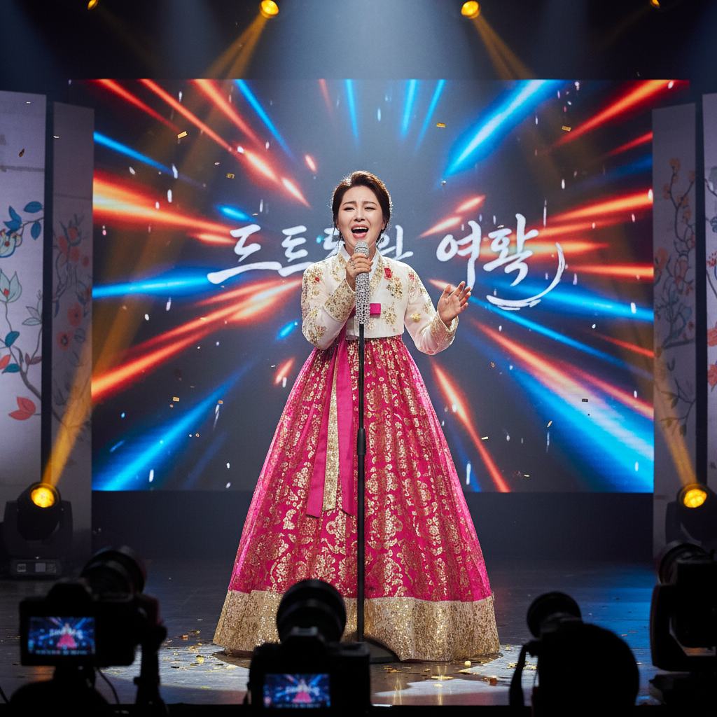 무대 위에서 감성적인 노래를 부르는 길려원의 모습