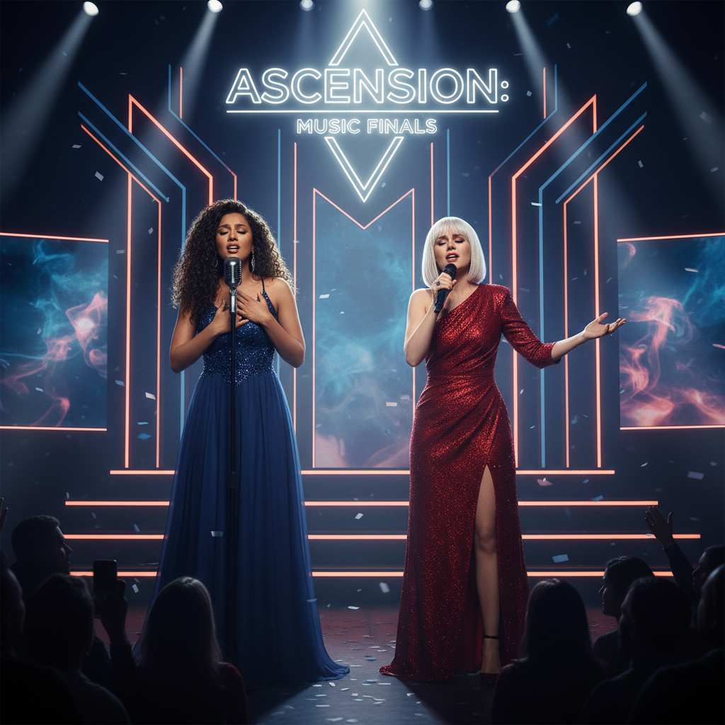 긴장감이 감도는 서바이벌 오디션 순위 발표 현장