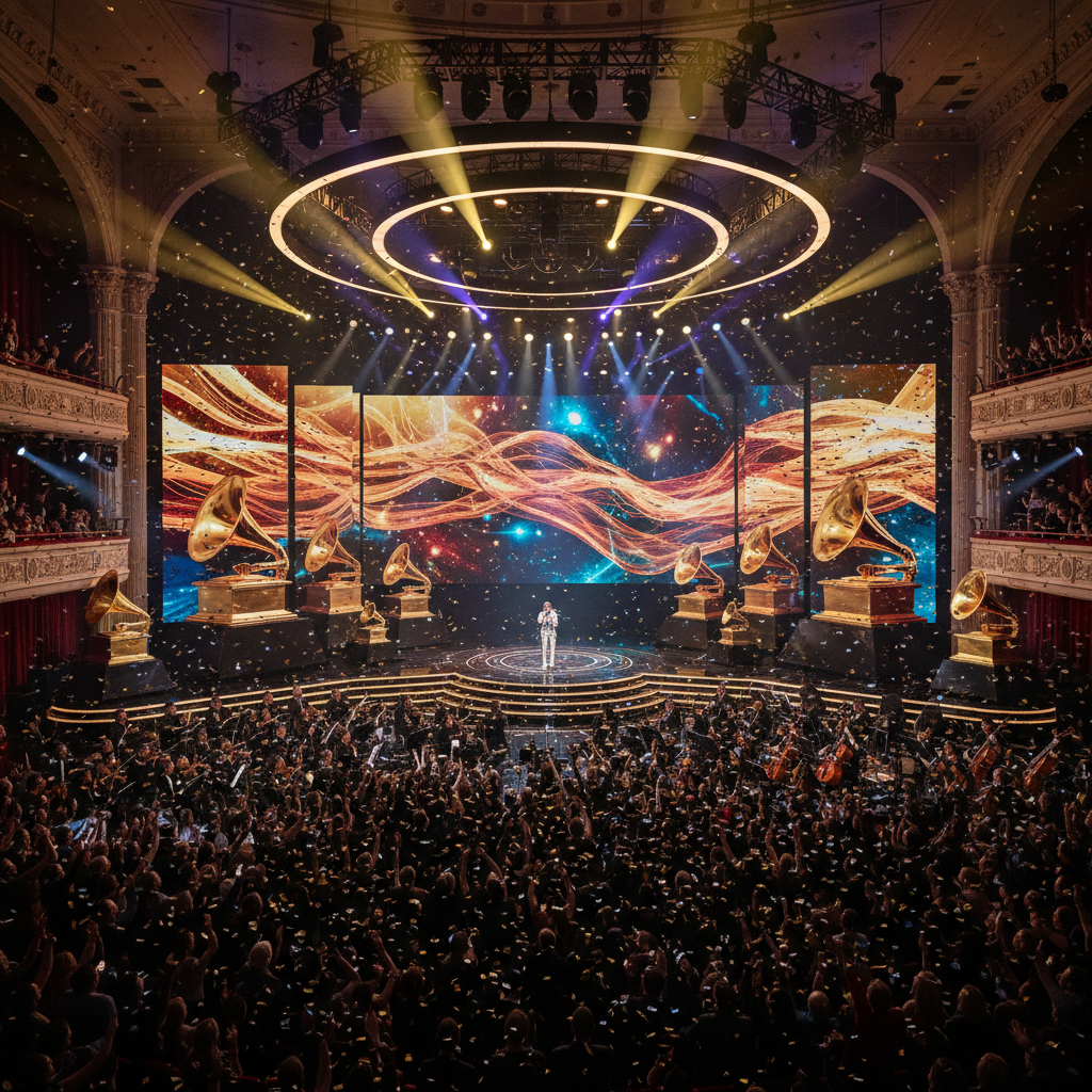 그래미 2026 화려한 시상식 무대 전경