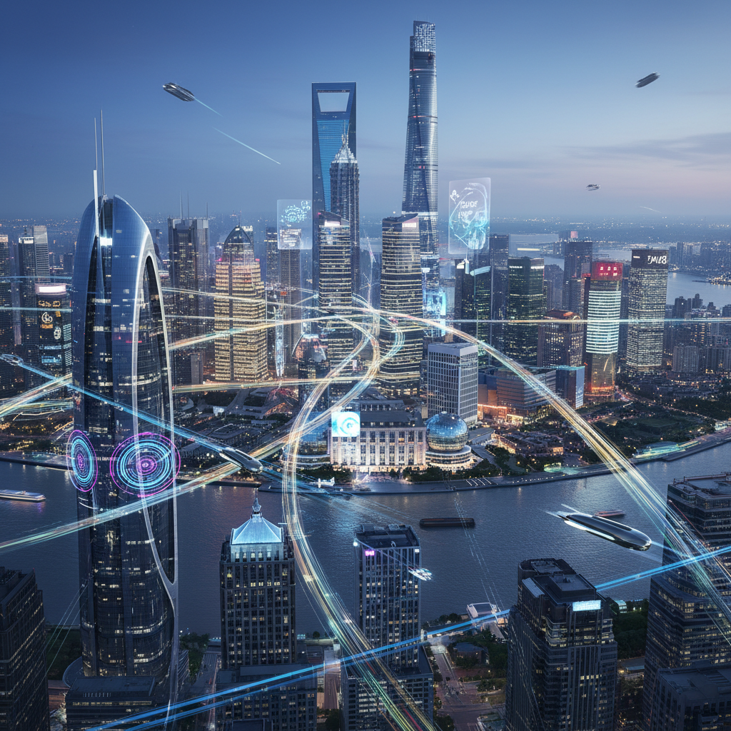2026년의 미래 지향적 기술 도시 풍경