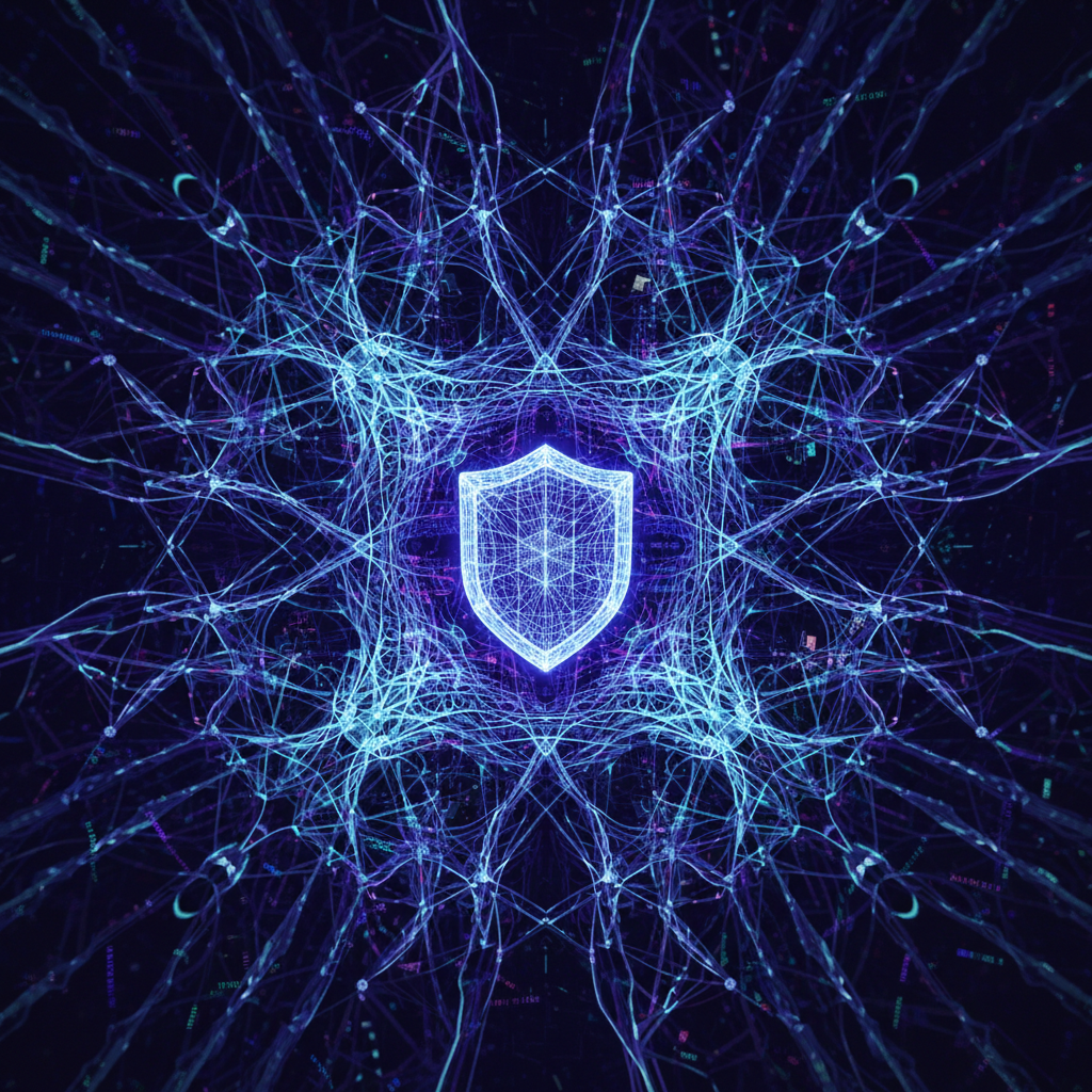 디지털 데이터를 상징하는 추상적인 AI 그래픽