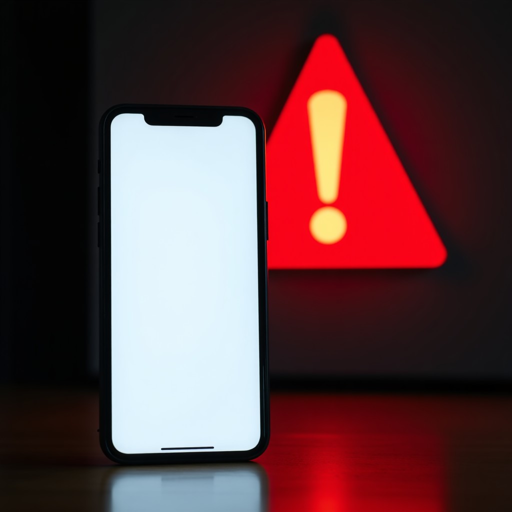 A modern smartphone displaying a generic news notification with a blurred background of a red warning sign symbolizing a system error. The lighting is dramatic and focused on the device. 1:1