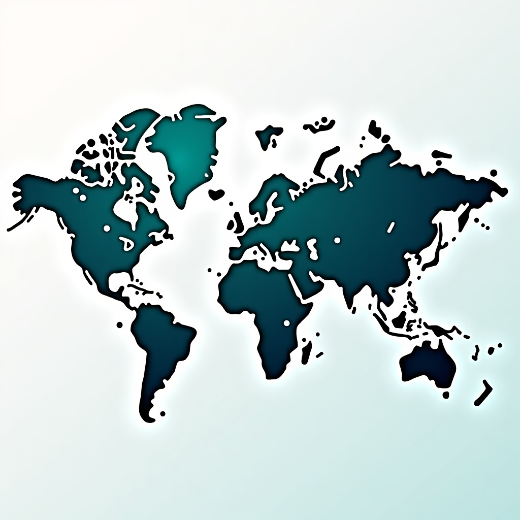 Clean infographic style illustration showing a global network of interconnected nodes and lines over a stylized world map, professional aesthetic, soft blue and teal color palette, 4:3