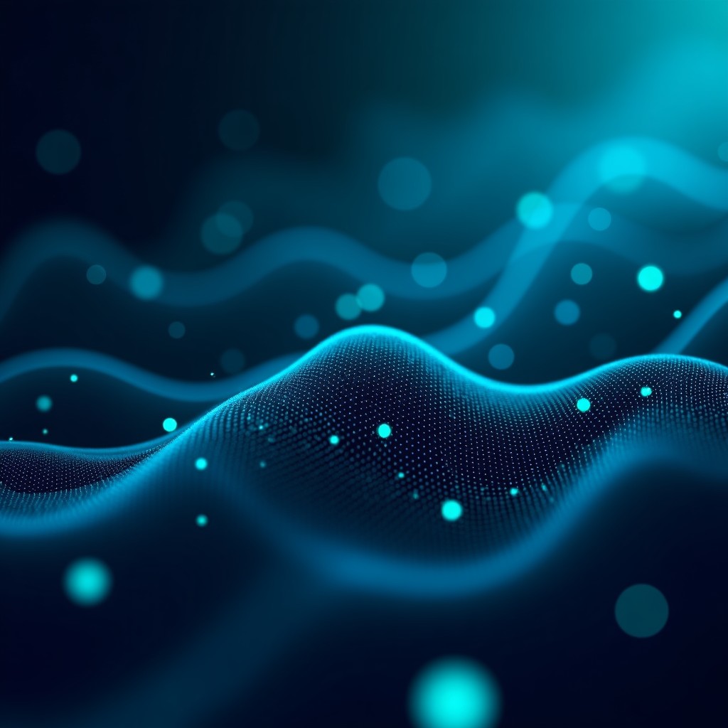 Abstract representation of digital data logs and AI neural networks, dark blue and cyan tones, high tech feel, professional layout. 4:3