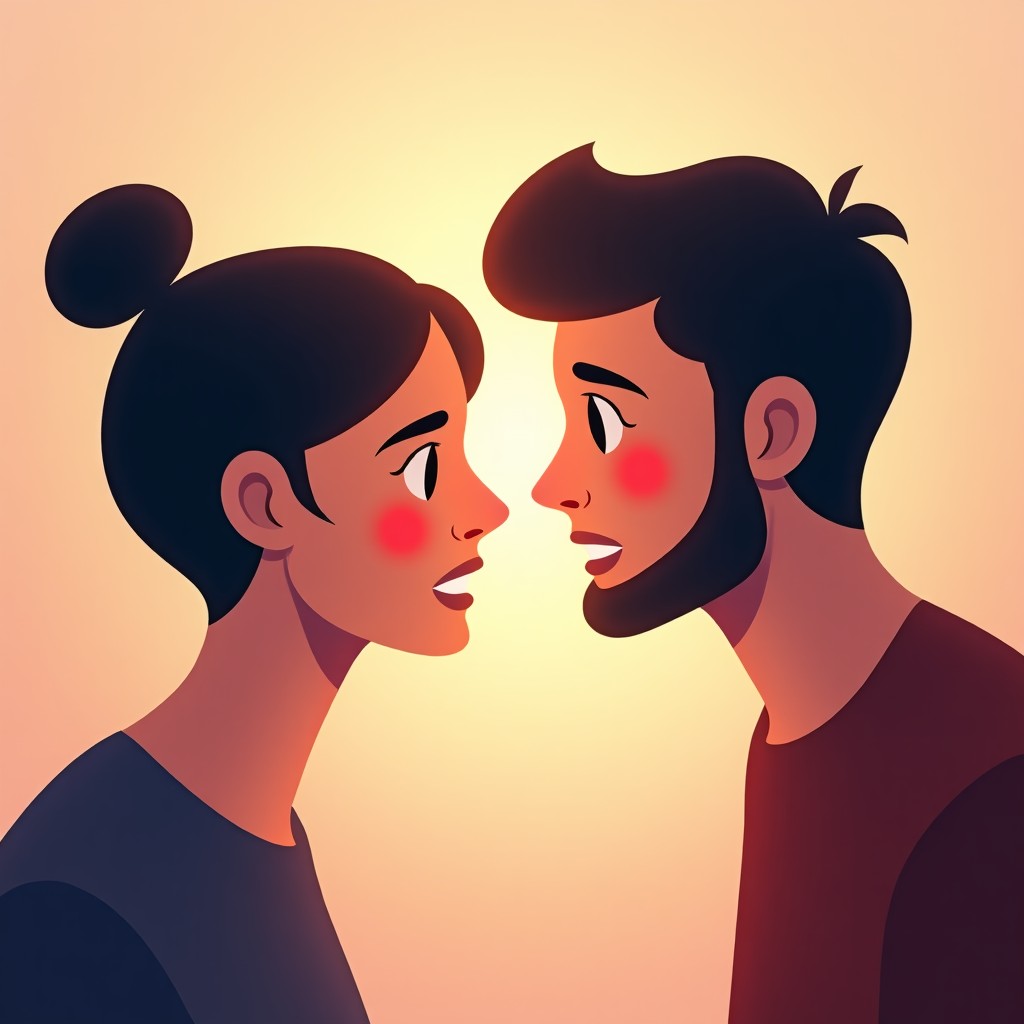 A conceptual and artistic illustration representing complex human emotions and social connections. Soft gradient background with ethereal light. No text. 1:1