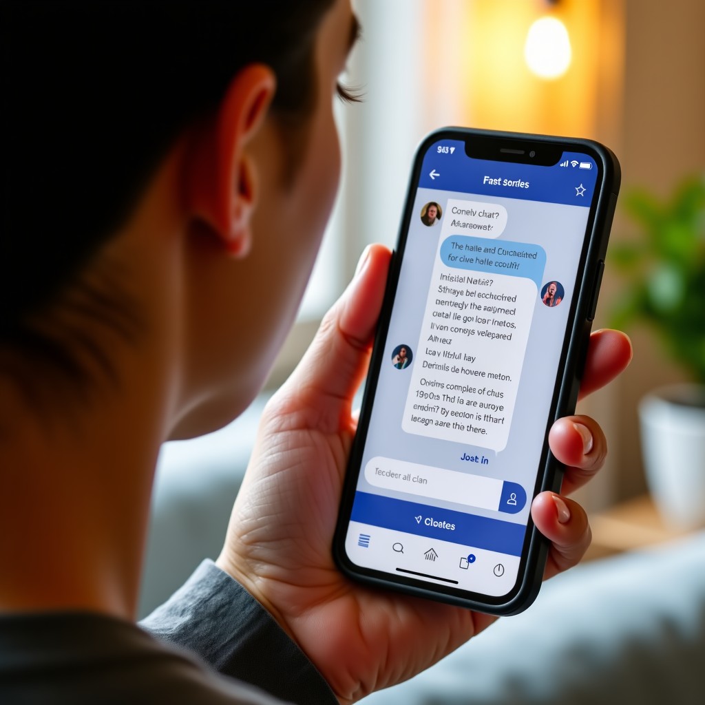 A person holding a modern smartphone showing a chat interface with a detailed astrological analysis and a colorful Natal Chart on the screen natural lifestyle lighting warm indoor setting 1:1