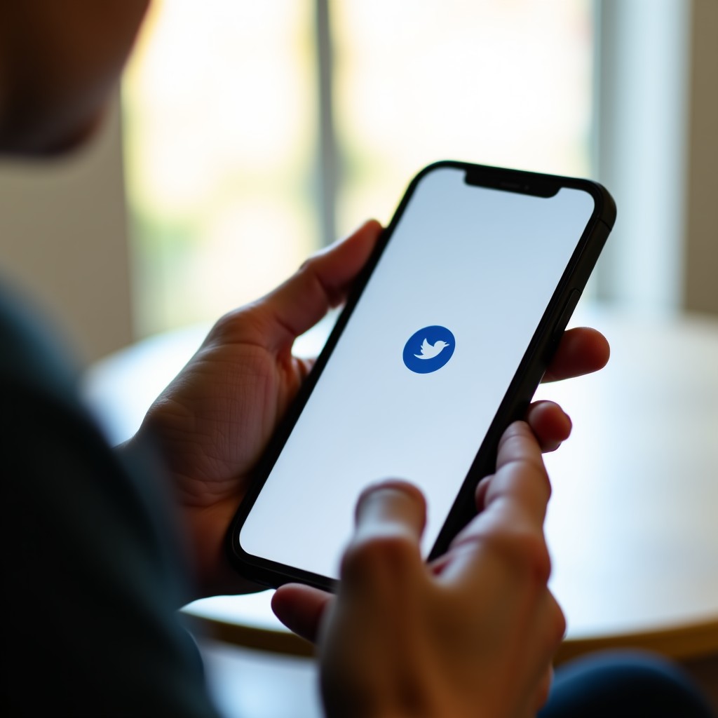 A person hands holding a modern smartphone close up showing a social media app interface with a notification icon. Natural daylight coming from a window. High quality lifestyle photography. No text on screen. 4:3