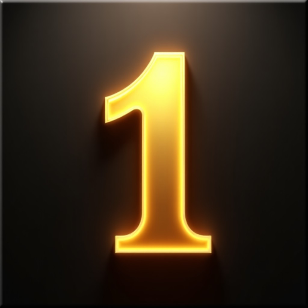 A glowing gold number one emblem or trophy design on a dark sophisticated background, representing honor and championship, 4:3