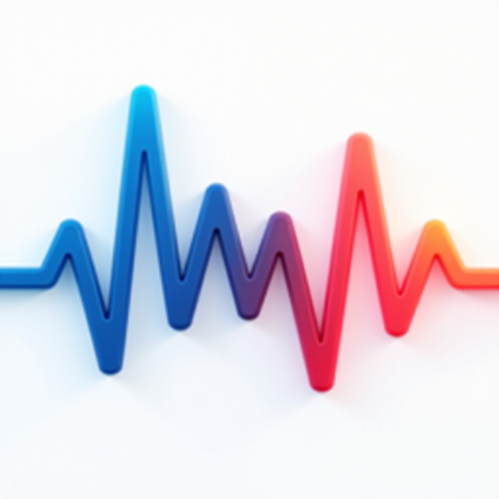 A modern infographic-style illustration showing heart rate waves and calming blue and red gradients, clean layout, high contrast, no text. 1:1