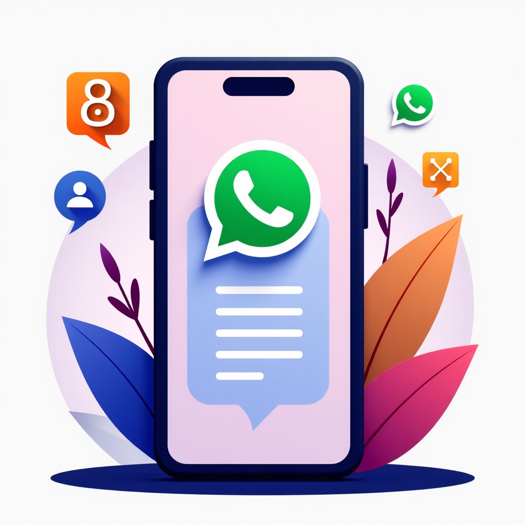 A smartphone screen displaying the WhatsApp interface with various AI chatbot icons like ChatGPT and Claude hovering around it, representing open access. Modern digital illustration style, vibrant colors, 4:3