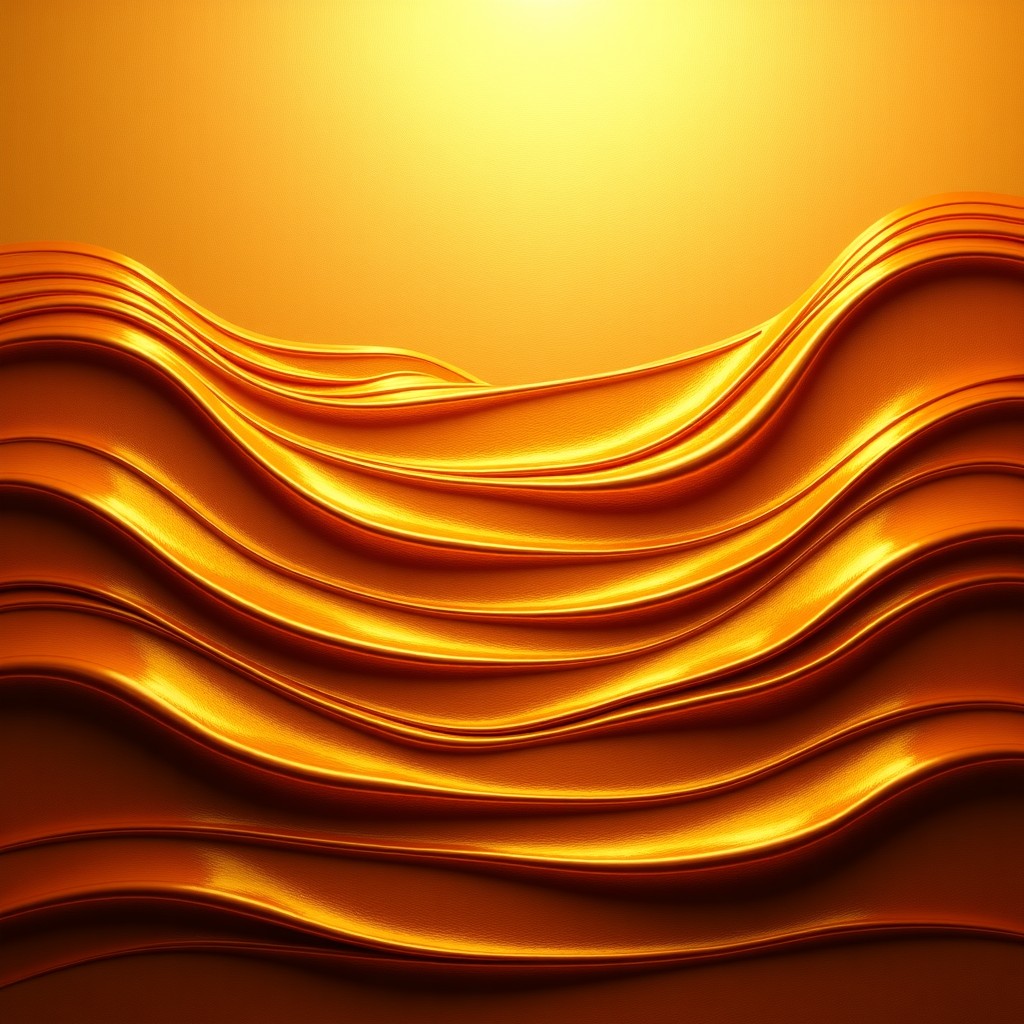 Abstract artistic rendering of golden and amber waves suggesting the long aging process of whisky in oak barrels. Flowing liquid patterns, textured background, warm gold tones, sophisticated composition, 1:1