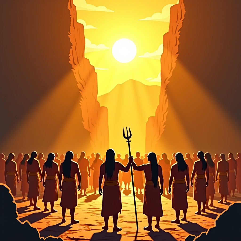 An artistic illustration of Inca people performing a ritual to the Sun God Inti in a stone plaza, vibrant golden colors, historical atmosphere, textured background, realistic style, 4:3