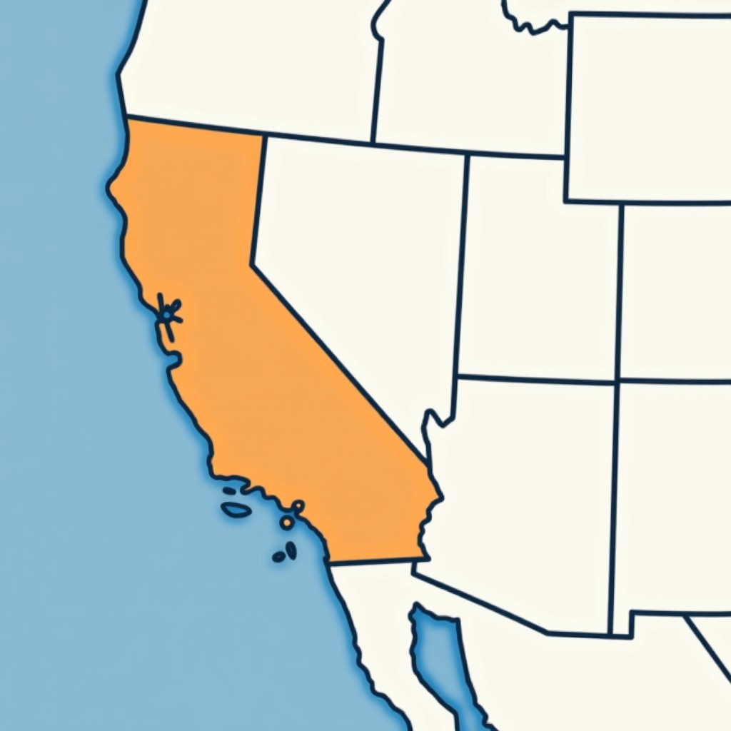 A digital map showing a specific geographic radius highlighted in the southwestern United States, professional clean infographic style, no text, 4:3