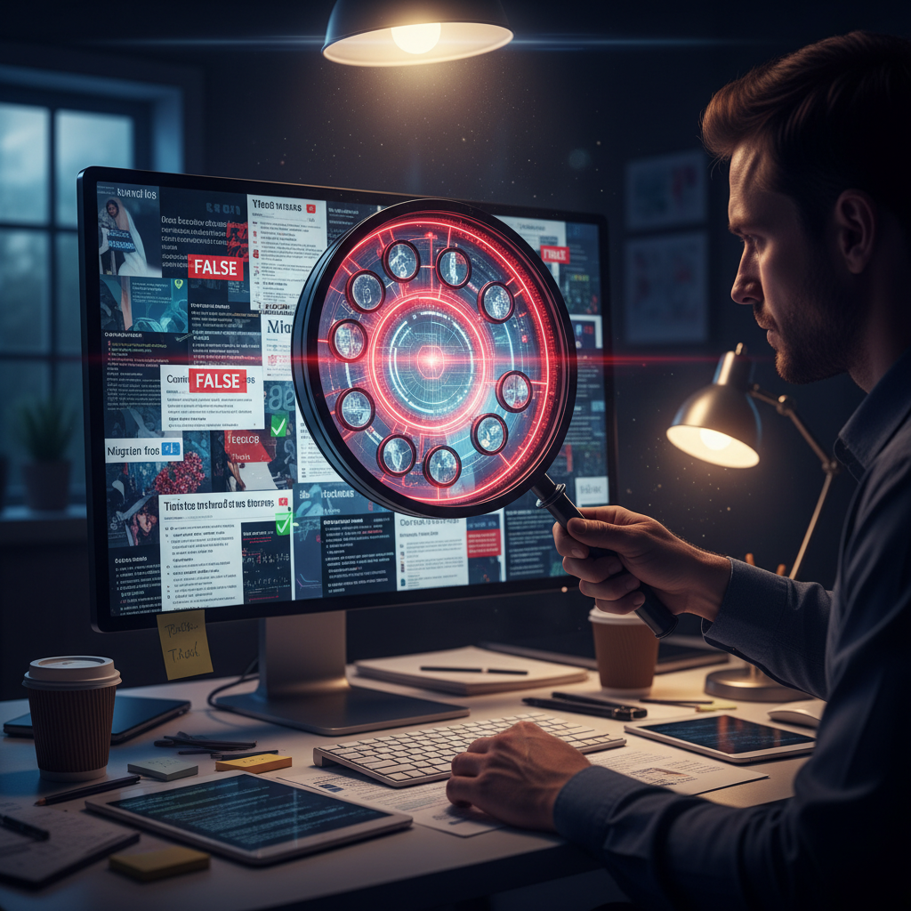 가짜 뉴스 판별을 고민하는 모습