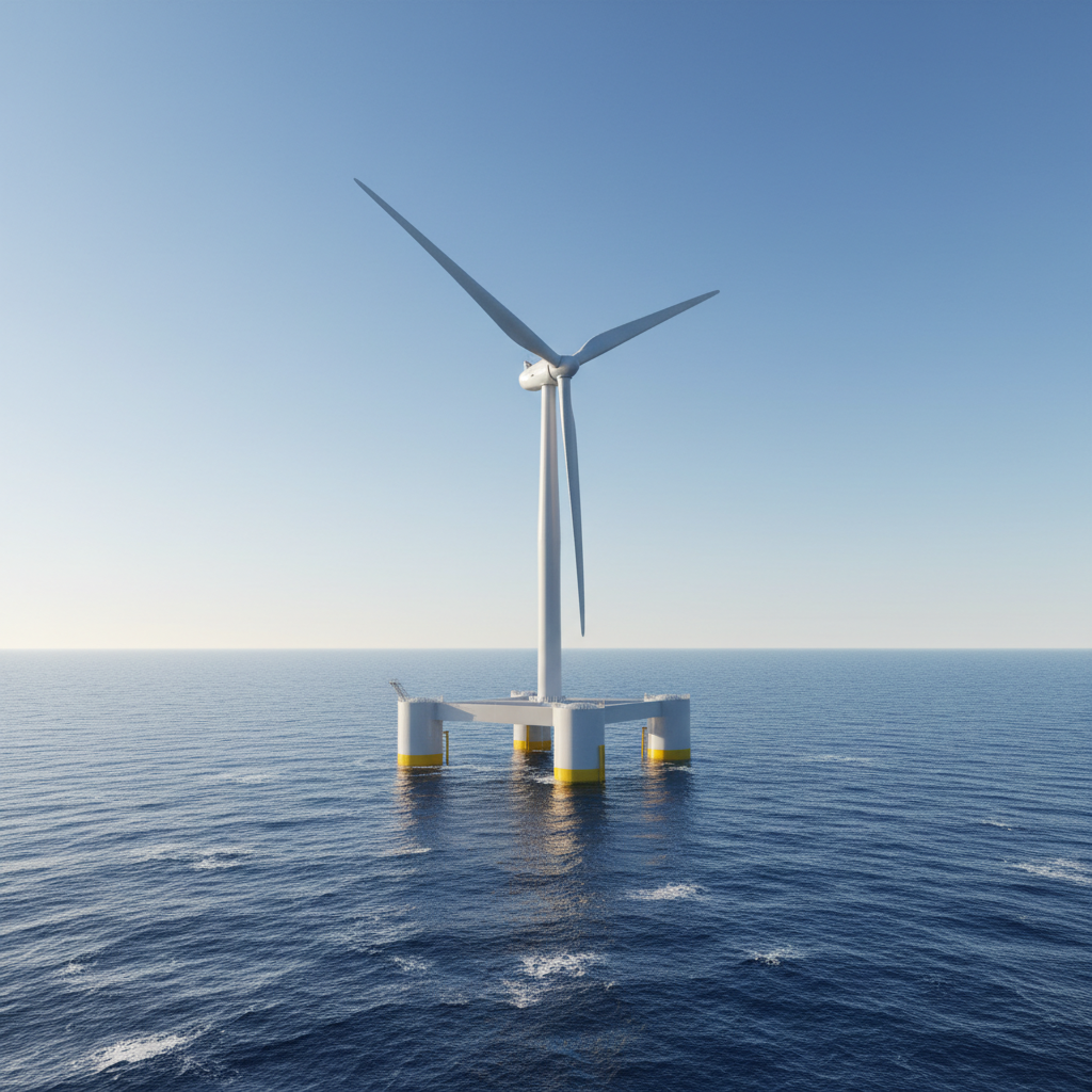 광활한 바다 위에 떠 있는 해상 풍력 발전기