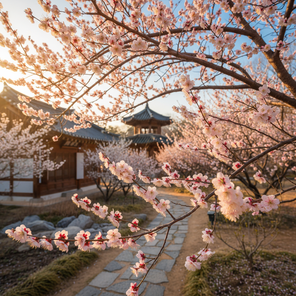 기장 매화원에 만개한 화사한 매화꽃