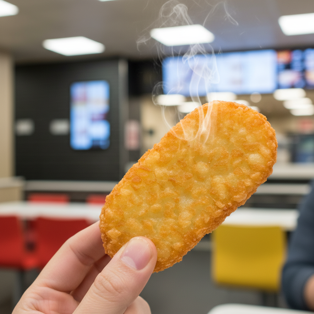 노릇노릇하게 잘 튀겨진 바삭한 해쉬브라운