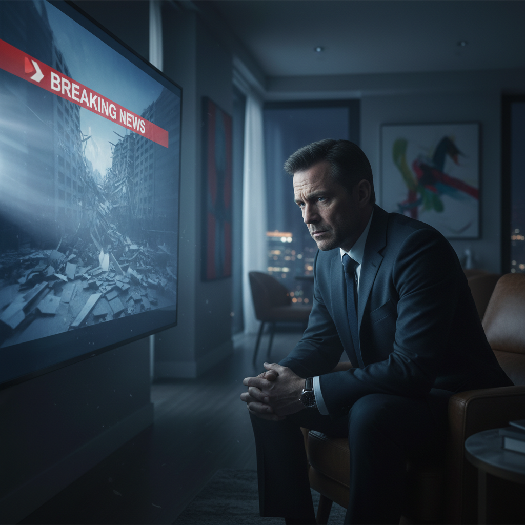 뉴스 화면을 보고 있는 사람