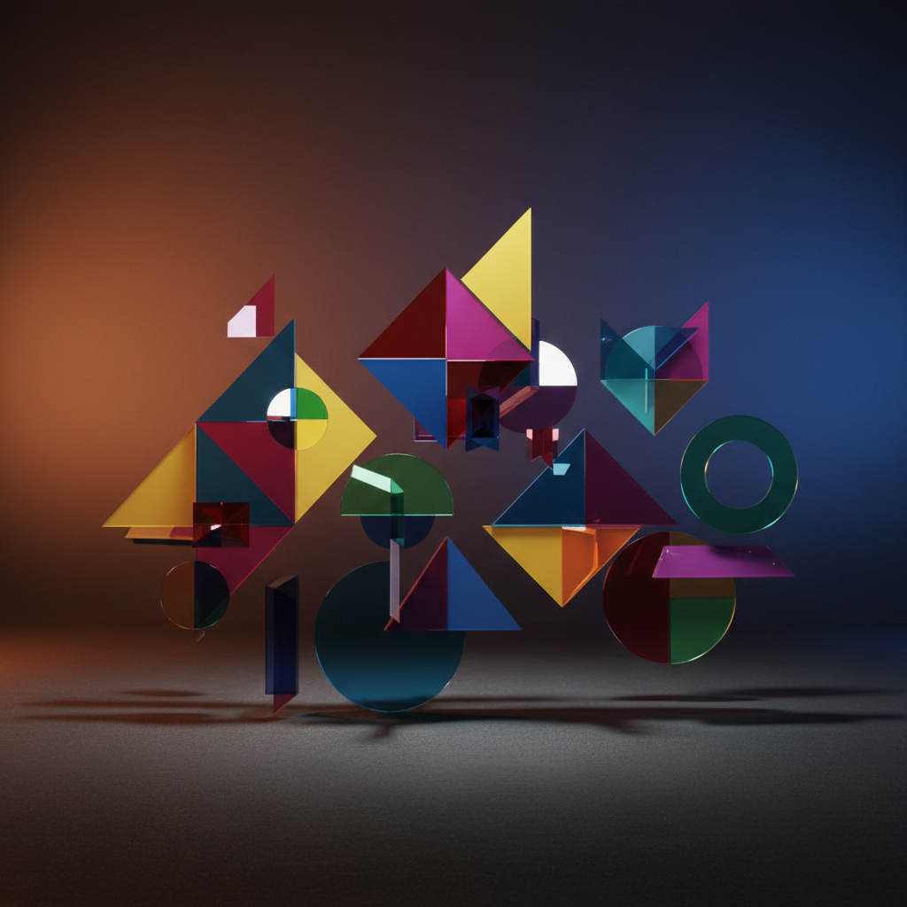 다양한 색상과 도형이 어우러진 디자인 구성