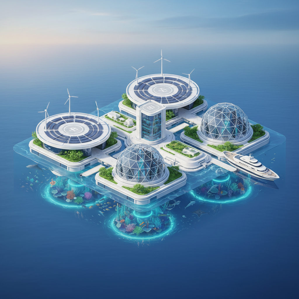 미래지향적인 해상 데이터 센터 단지 컨셉