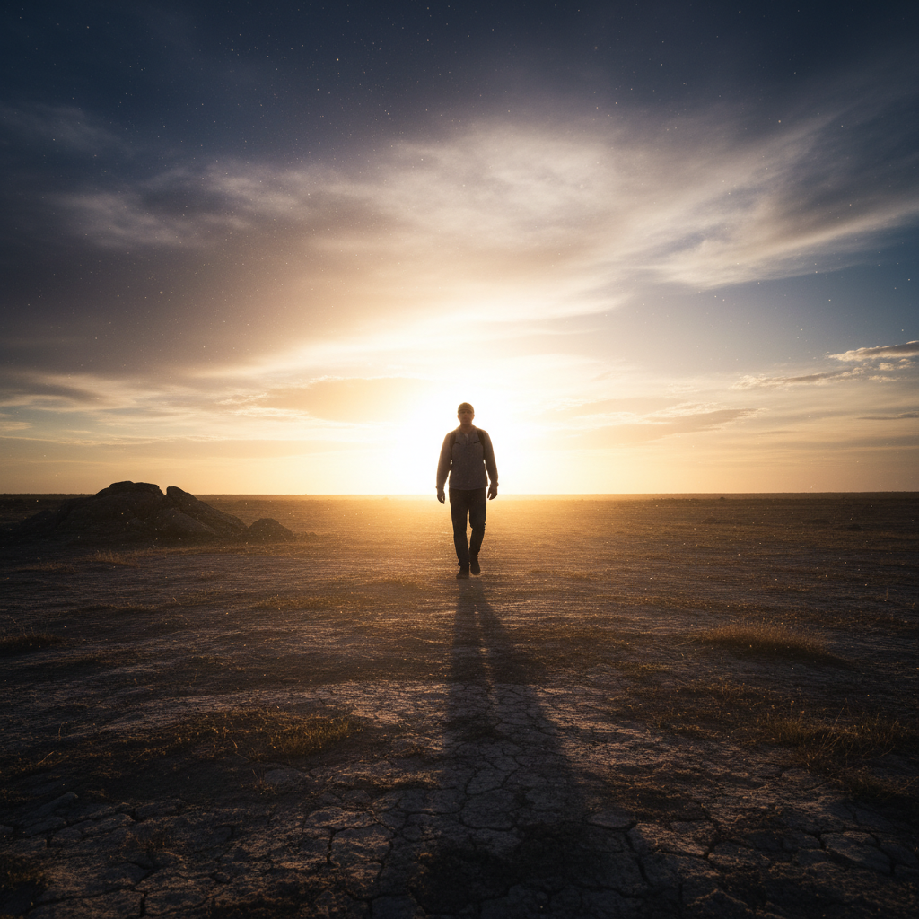 밝은 미래를 향하는 실루엣