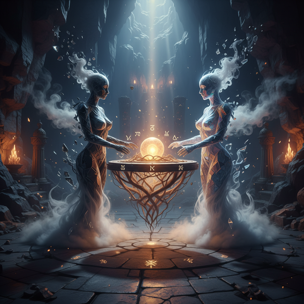 복잡한 외교 협상을 상징하는 이미지