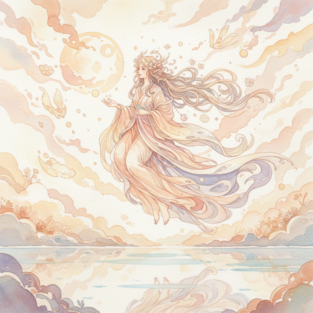 부드러운 수채화 풍으로 완성된 감성적인 캐릭터 일러스트