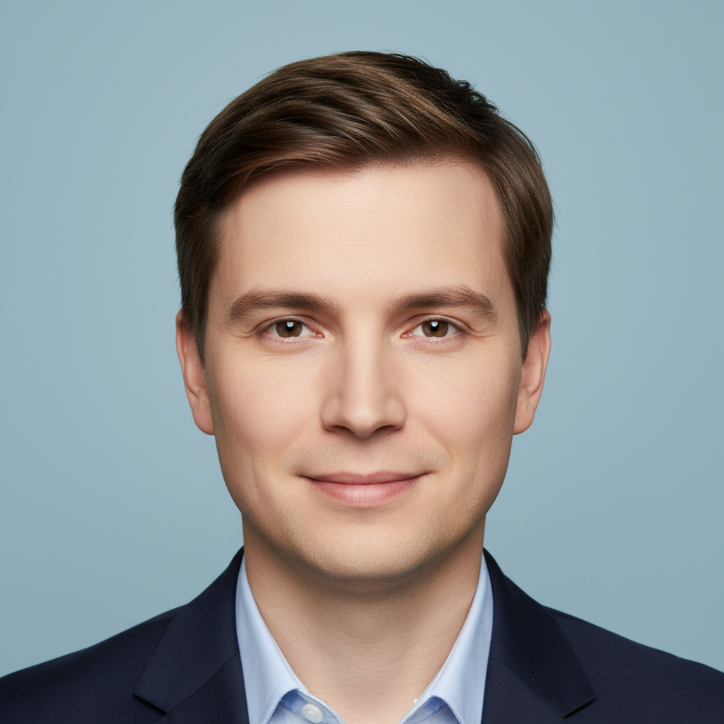 부드럽고 자연스러운 미소를 짓는 여권사진